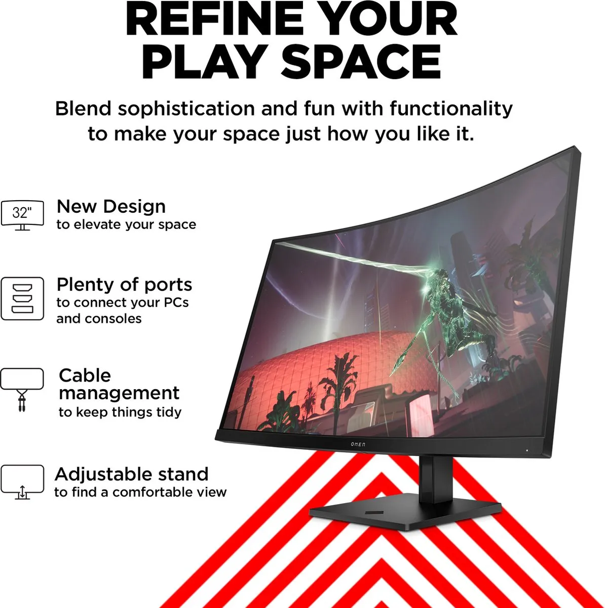 HP OMEN 32c Curved Gaming Monitor 31,5 inch QHD 165Hz