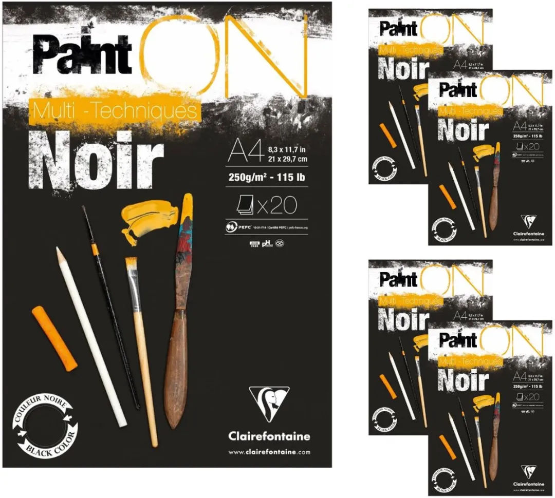 Clairefontaine Paint ON Diepzwart Karton A4