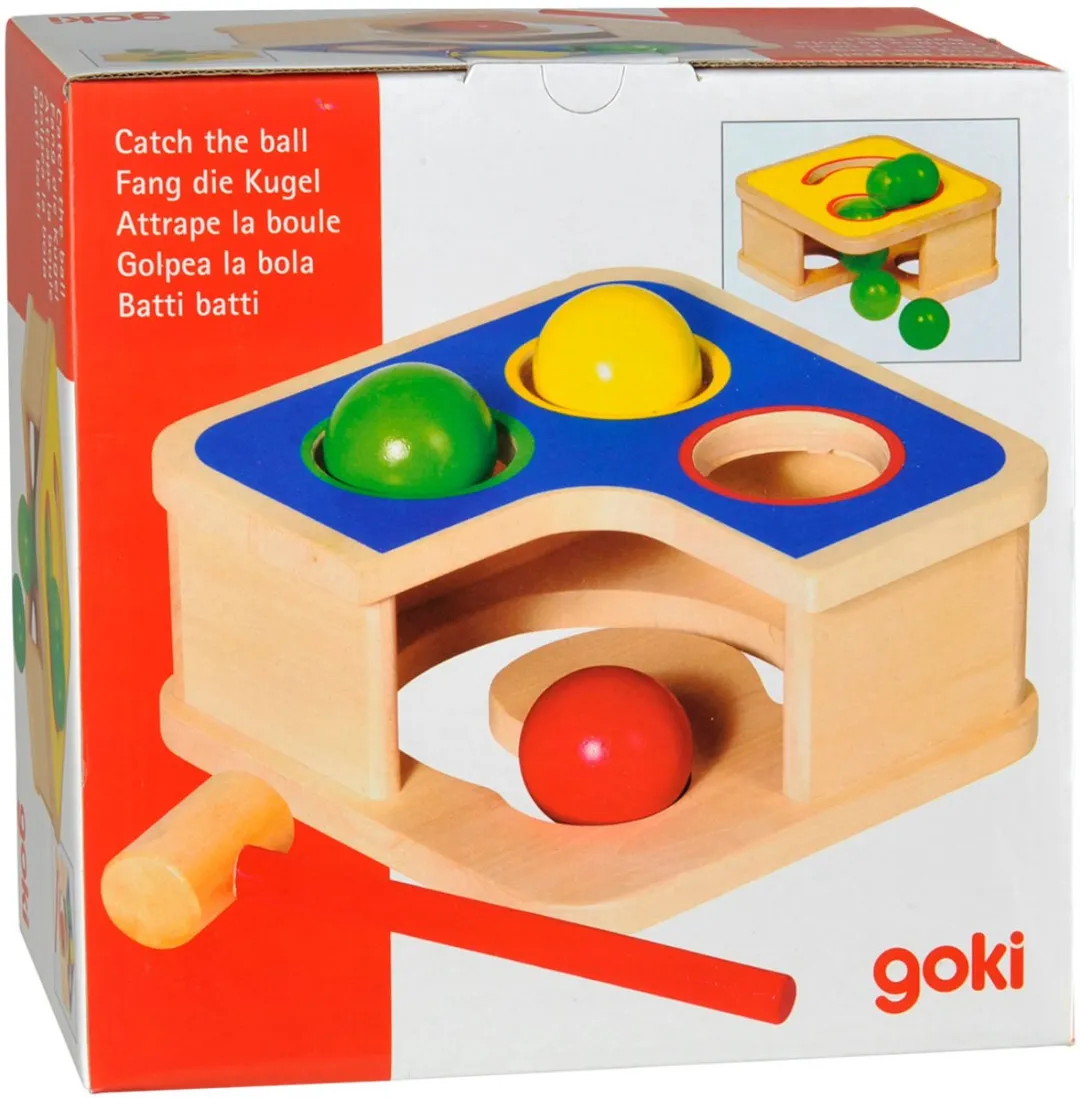 Goki Klopbank & Knikkerbaan 18x18x8cm - Hout - Multi