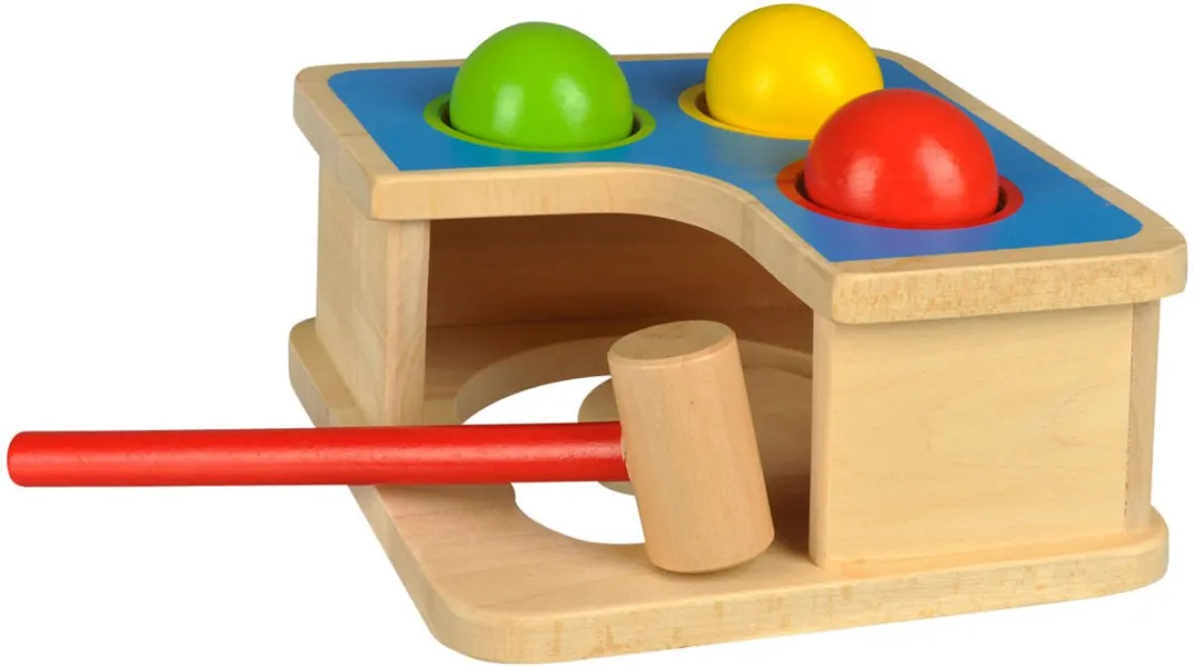 Goki Klopbank & Knikkerbaan 18x18x8cm - Hout - Multi