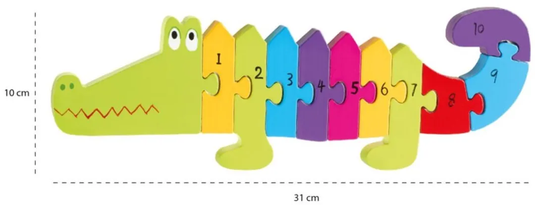 Orange Tree Toys Krokodil Puzzel Cijfers - 11 Stuks - afbeelding 2 van 3