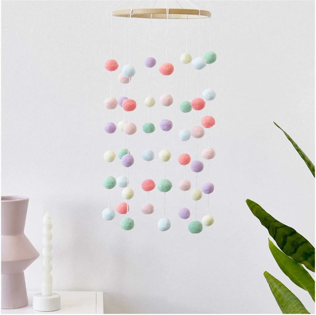 Rico Design Knutselset Hanger Mobiel - 48 Pompoms Pastelkleuren