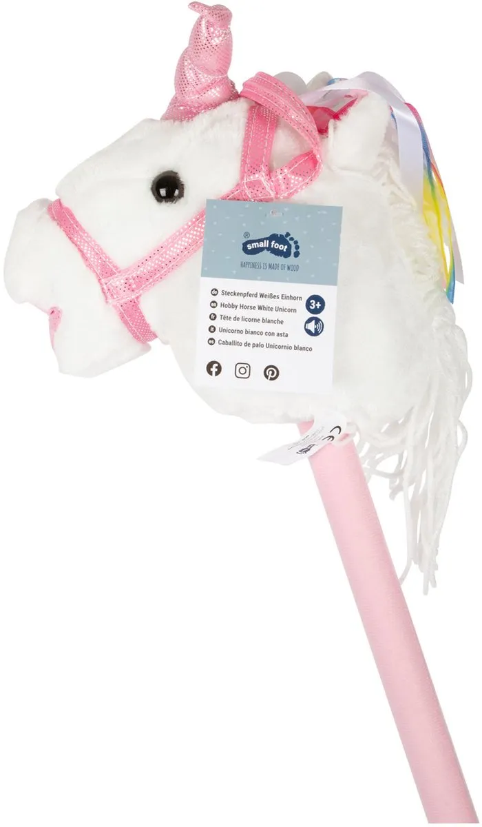 Small Foot Houten Stokpaard Eenhoorn 90cm - Wit/Roz