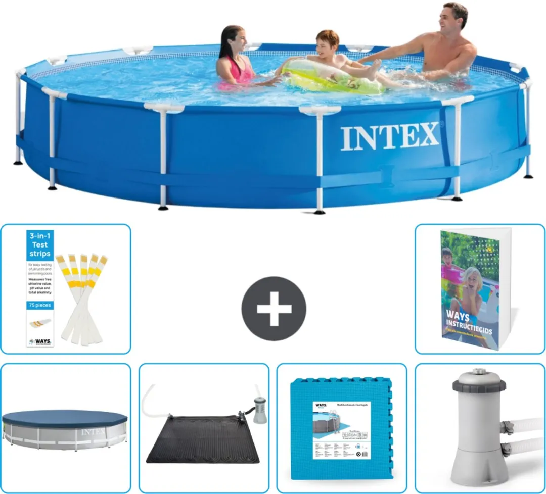 Intex 28210NP-Blauw Rond Frame Zwembad 366x76cm - Blauw