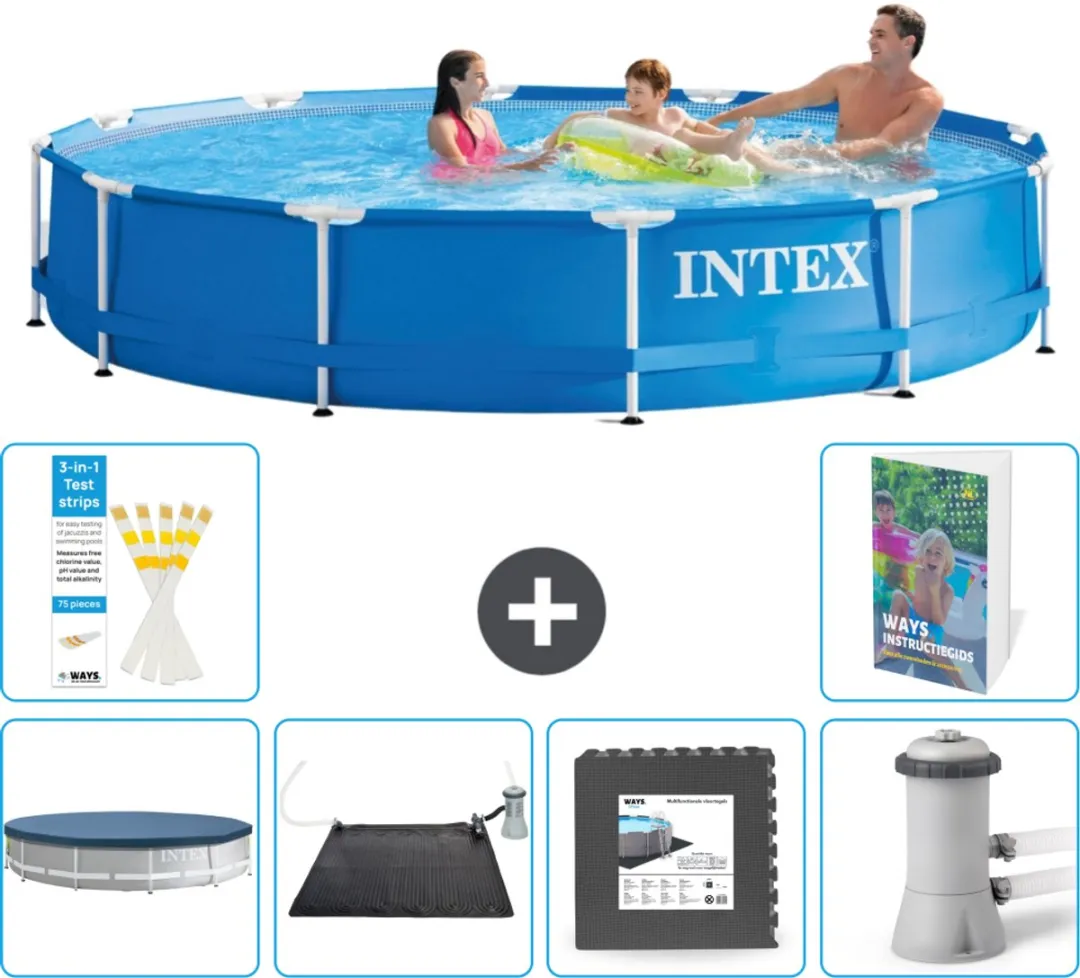 Intex 28210NP-Blauw Rond Frame Zwembad 366x76cm - Blauw