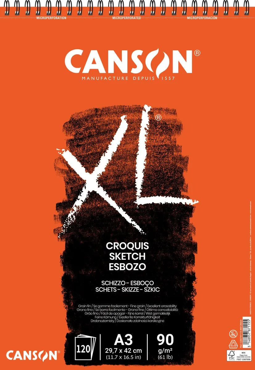 Canson XL Croquis Schetsblok A3 120 Vel - Oranje