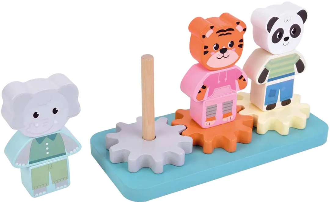 Small Foot Jungle Friends Houten Stapelspel Tandwielen - 9 Stuks - FSC