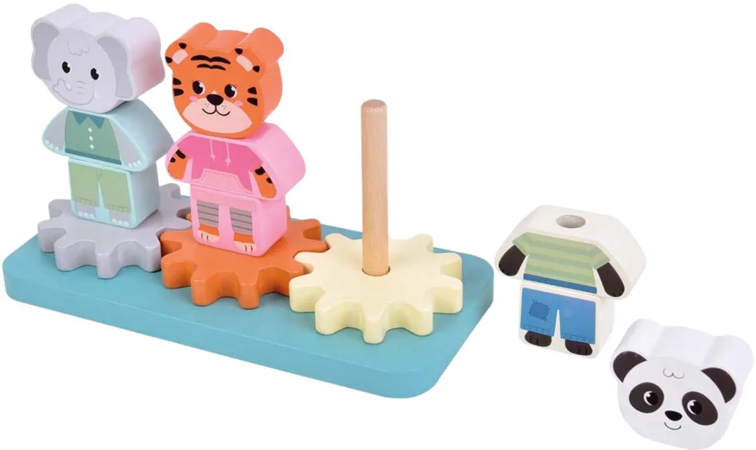 Small Foot Jungle Friends Houten Stapelspel Tandwielen - 9 Stuks - FSC