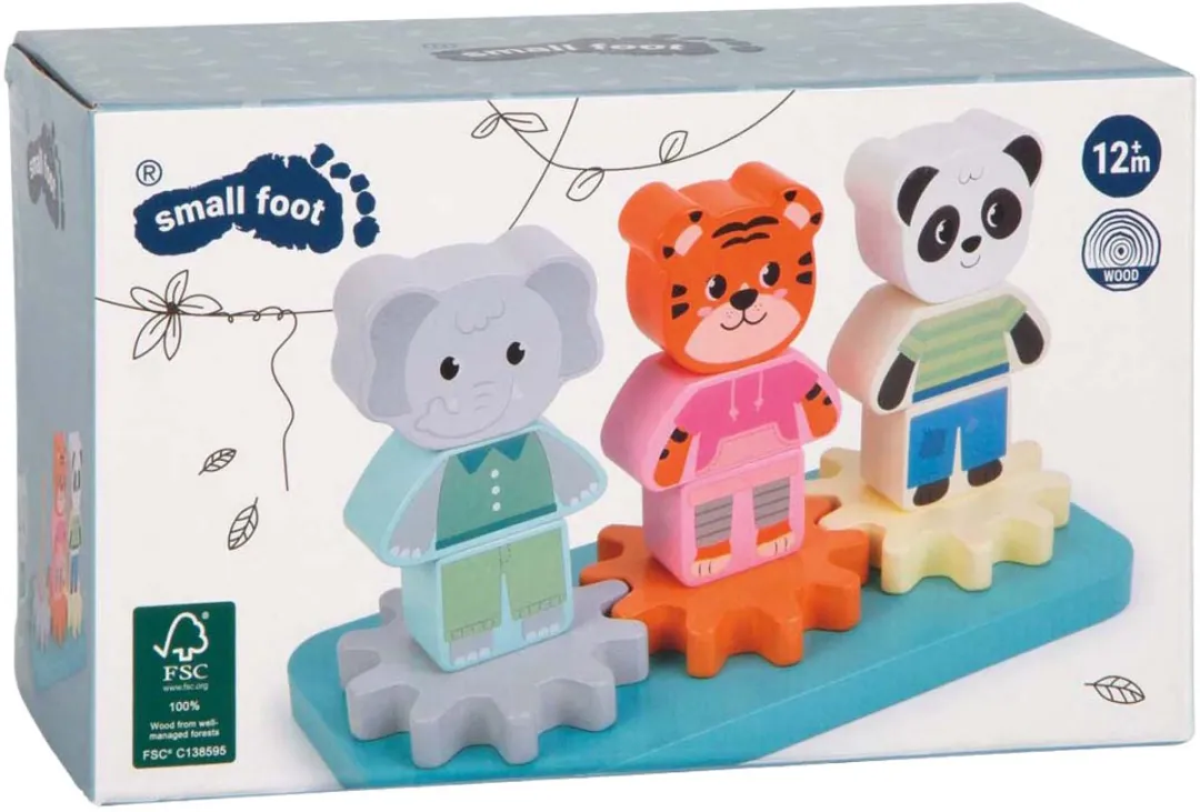 Small Foot Jungle Friends Houten Stapelspel Tandwielen - 9 Stuks - FSC