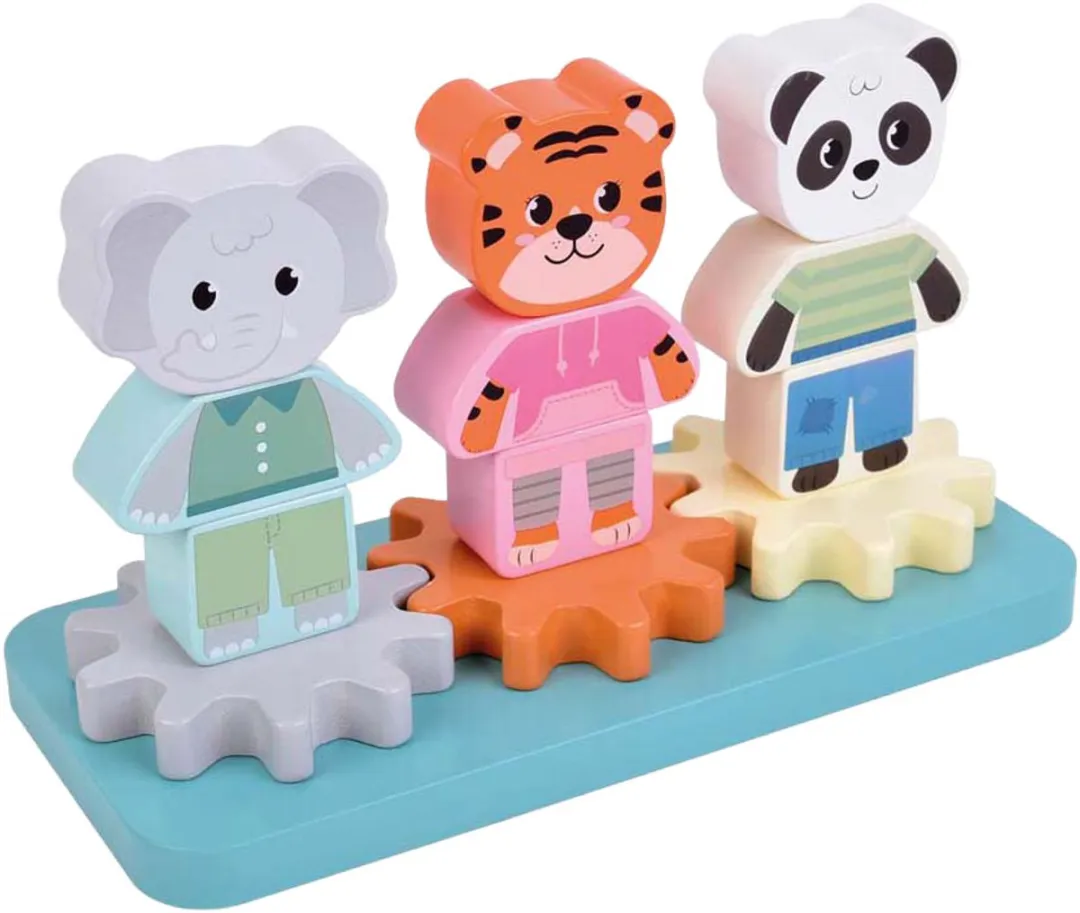 Small Foot Jungle Friends Houten Stapelspel Tandwielen - 9 Stuks - FSC