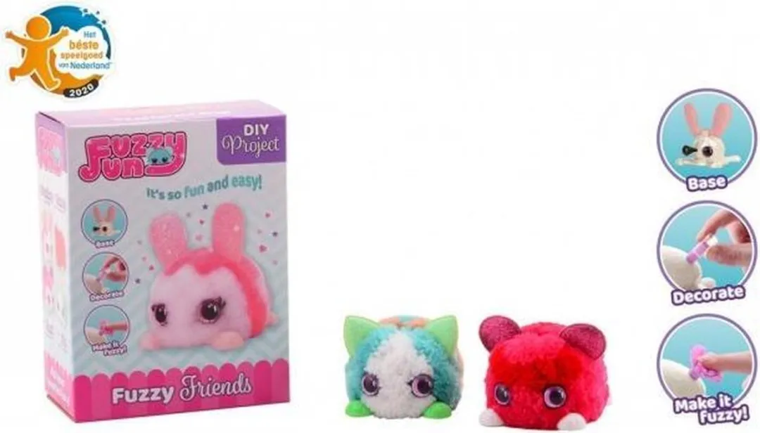 Johntoy Fuzzy Fun Dieren Medium - Assorti