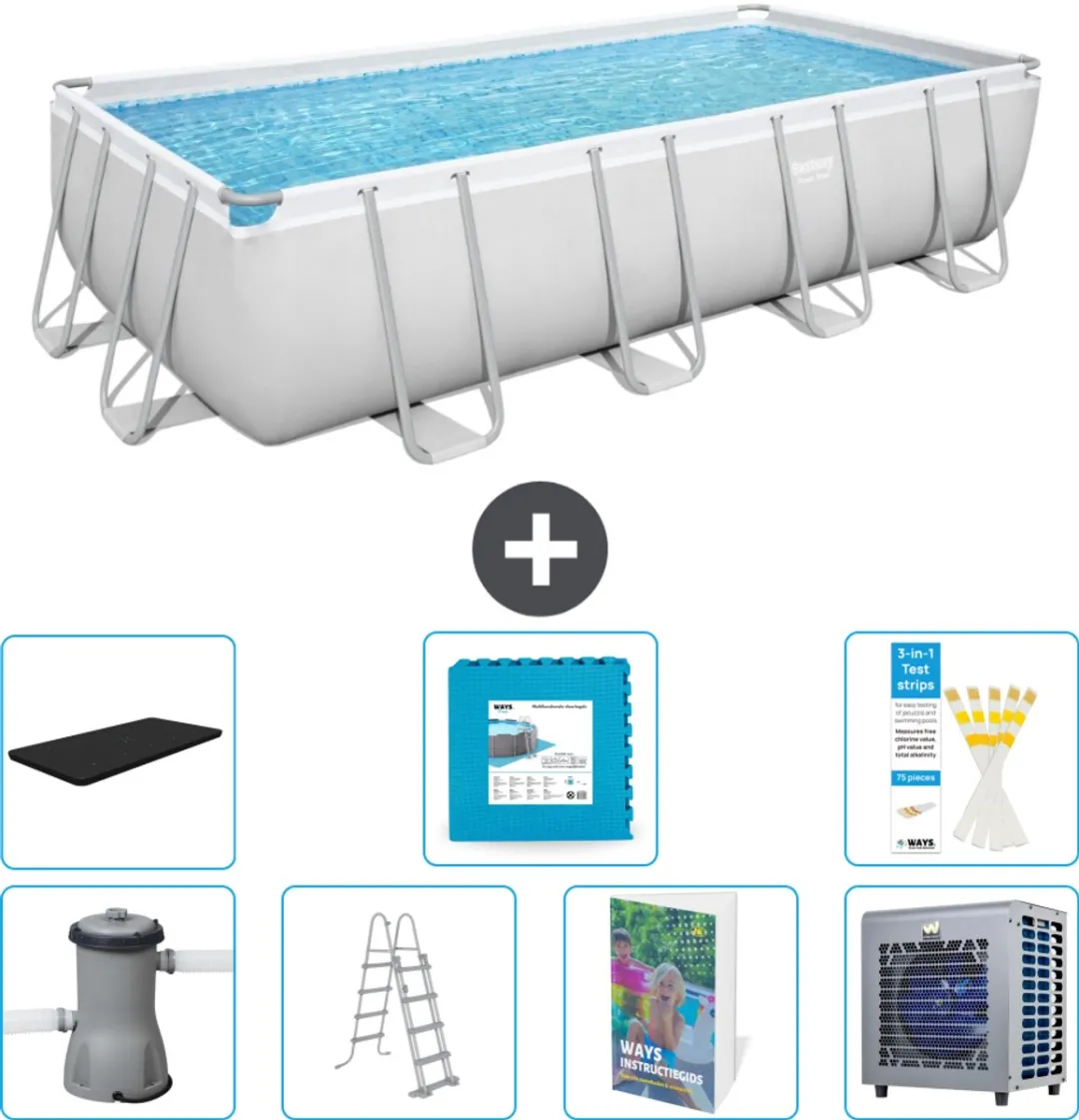 Bestway Power Steel Zwembad 488x244x122cm - 8-delig - Grijs