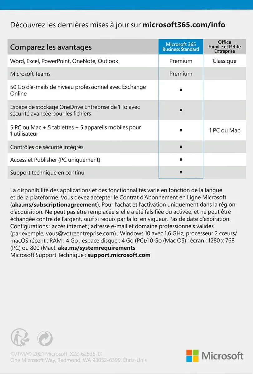 Microsoft 365 Business Standard (One-Year Subscription) - French
