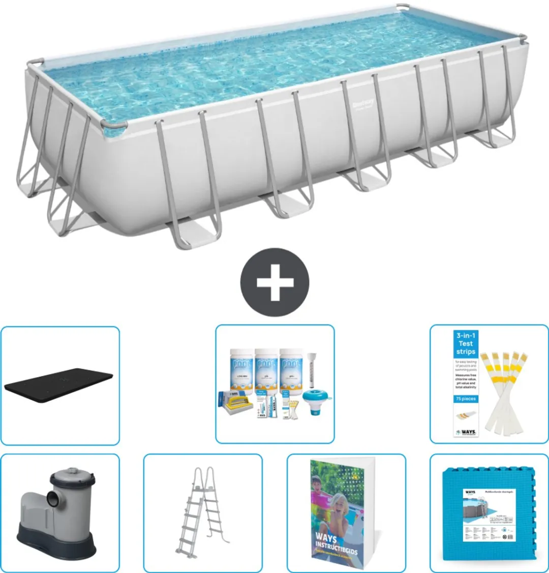 Bestway Power Steel Zwembad 640x274x132cm - Grijs - 19.281L