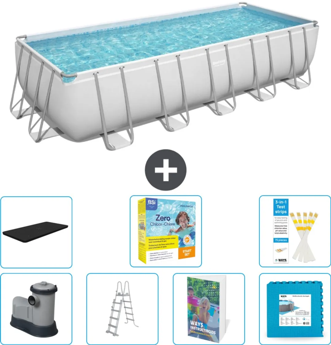 Bestway Power Steel Zwembad 640x274x132cm - Grijs - 19.281L