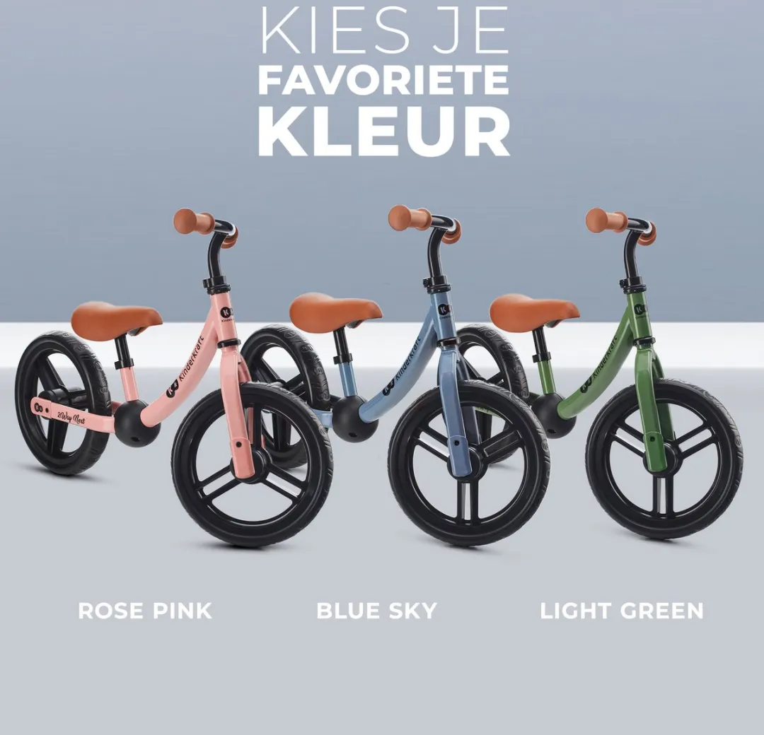 KinderKraft 2WAY NEXT Loopfiets 12" - Roze - afbeelding 6 van 6