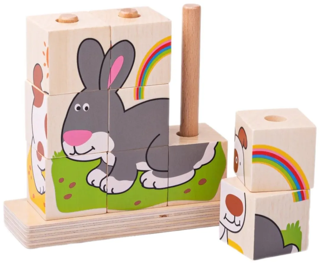 BIGJIGS Stapelblokken Huisdieren BB104 - Multicolor