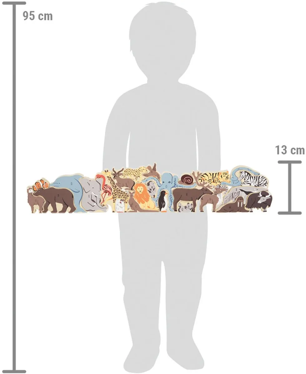 Small Foot Houten Letter- en Vormenpuzzel Dieren - 26 Stuks