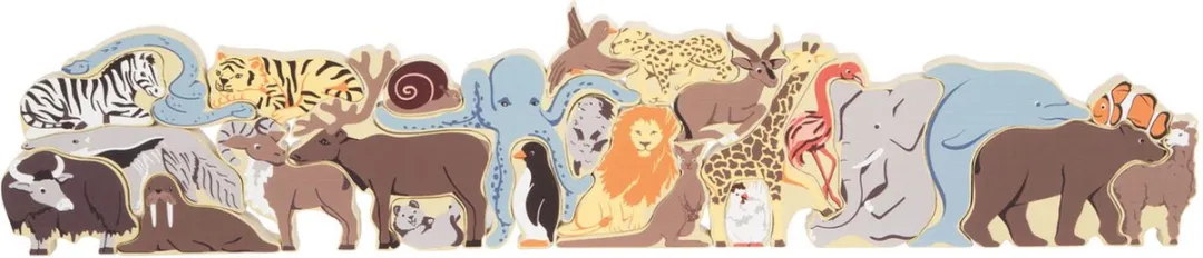 Small Foot Houten Letter- en Vormenpuzzel Dieren - 26 Stuks