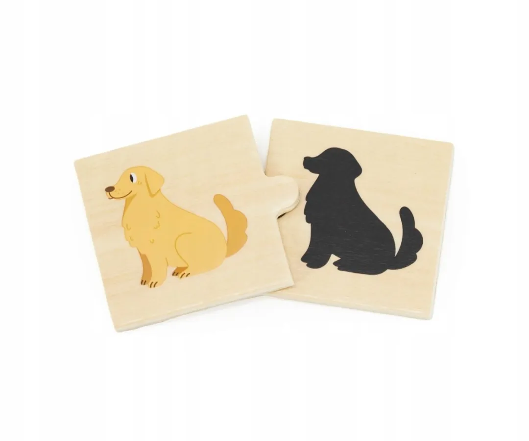 Viga Toys Houten Puzzel Dieren en Schaduwen Matchen 24-delig - Multicolor