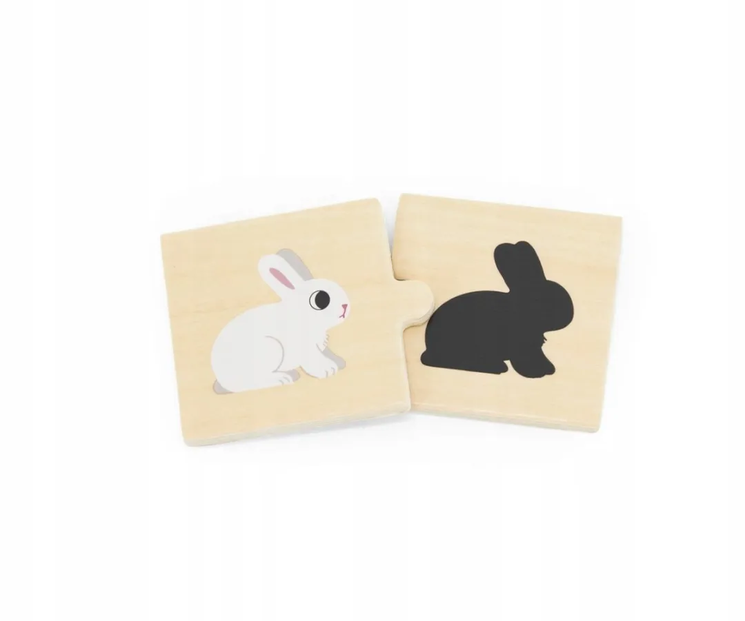 Viga Toys Houten Puzzel Dieren en Schaduwen Matchen 24-delig - Multicolor