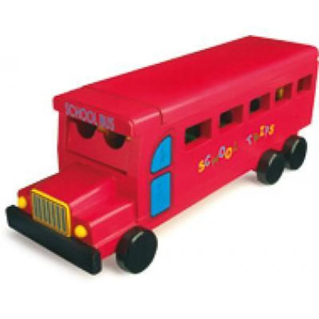 Small Foot Houten Schoolbus Legler 7535 - 12 Poppetjes - Rood