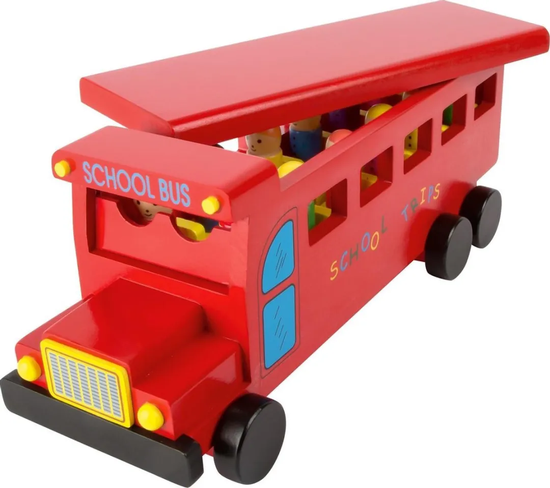 Small Foot Houten Schoolbus Legler 7535 - 12 Poppetjes - Rood