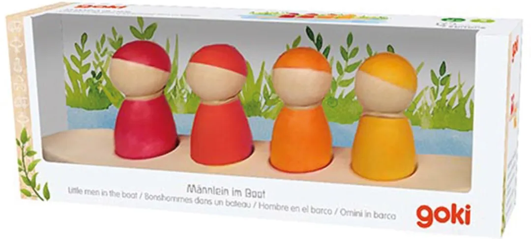 Goki Houten Mannetjes In Boot - 58469 - Rood/Orange