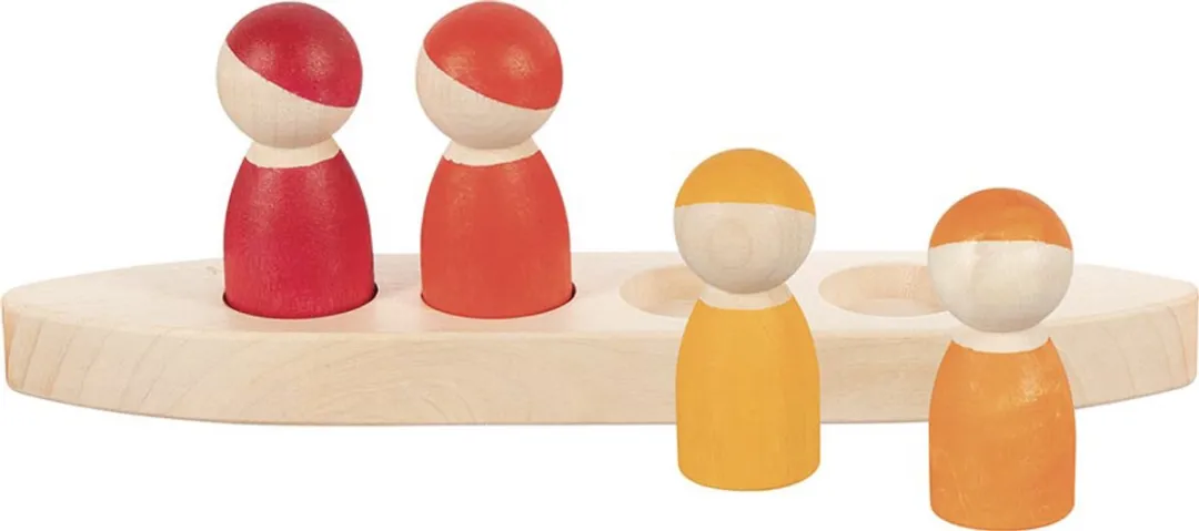 Goki Houten Mannetjes In Boot - 58469 - Rood/Orange