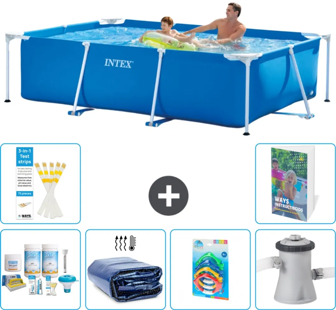 Intex Frame Zwembad 260x160cm Blauw - 2282L - 7-delig - afbeelding 2 van 6