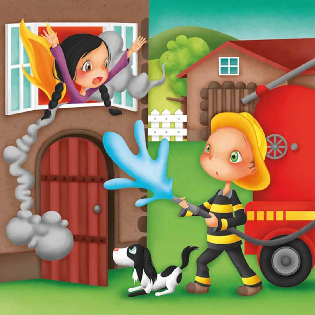 Eurekakids Brandweer Puzzel 4-in-1 - 43 Stuks - Rood