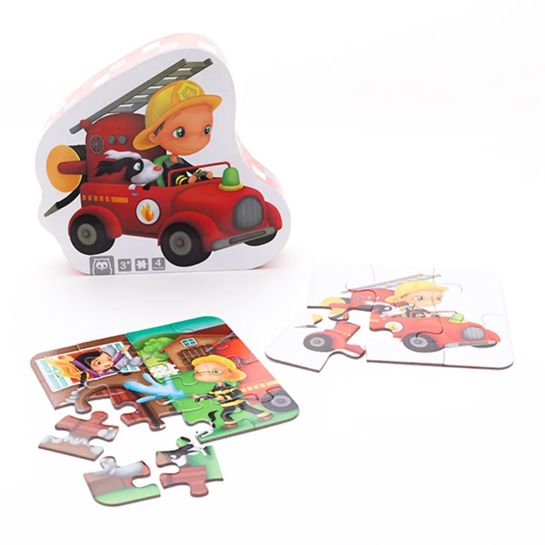 Eurekakids Brandweer Puzzel 4-in-1 - 43 Stuks - Rood