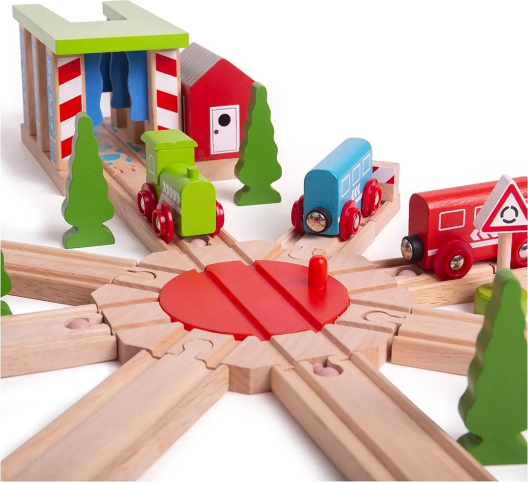 BigJigs Houten Trein Draaischijf BJT134 - 8 Sporen - Multi