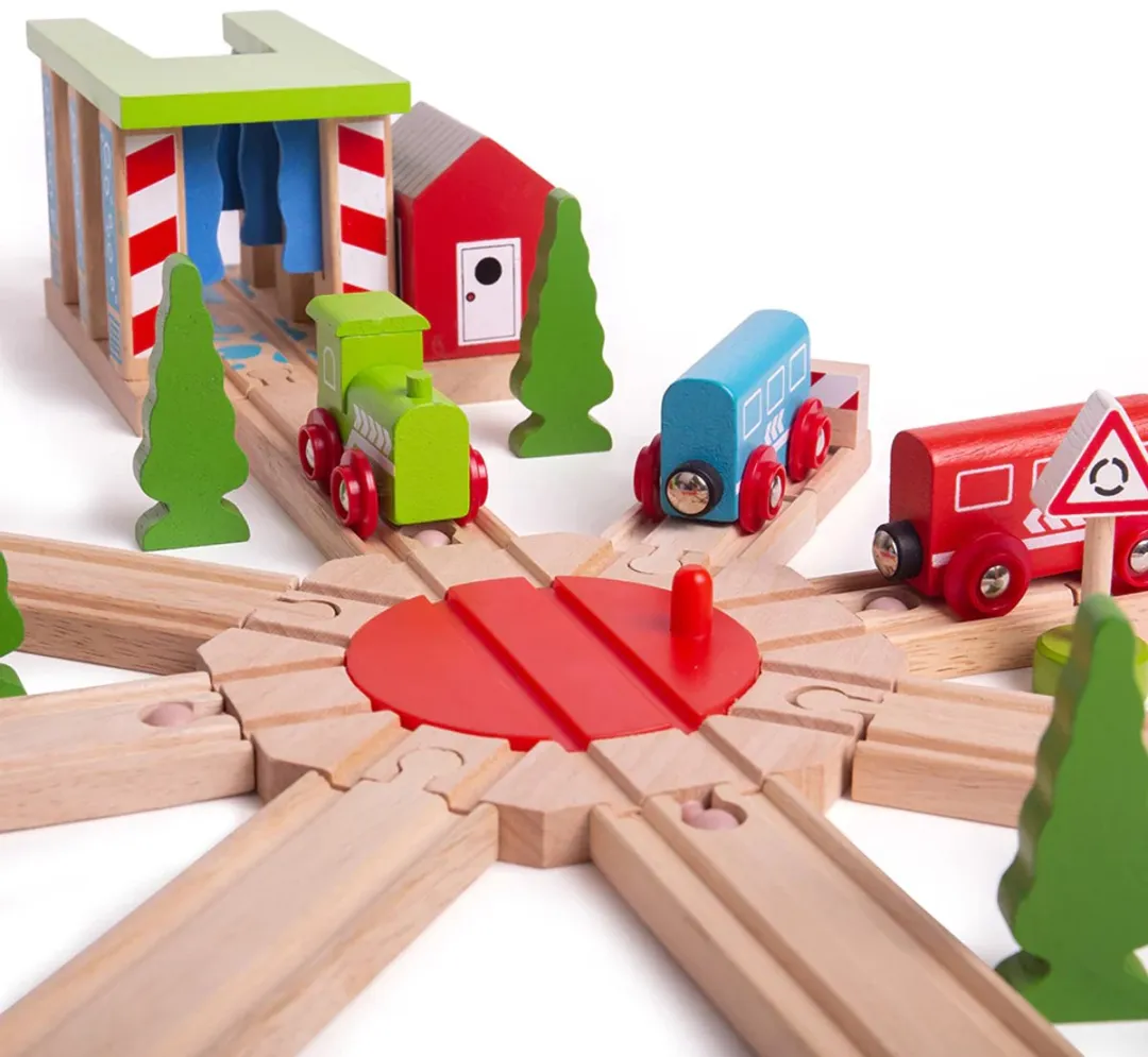 BigJigs Houten Trein Draaischijf BJT134 - 8 Sporen - Multi