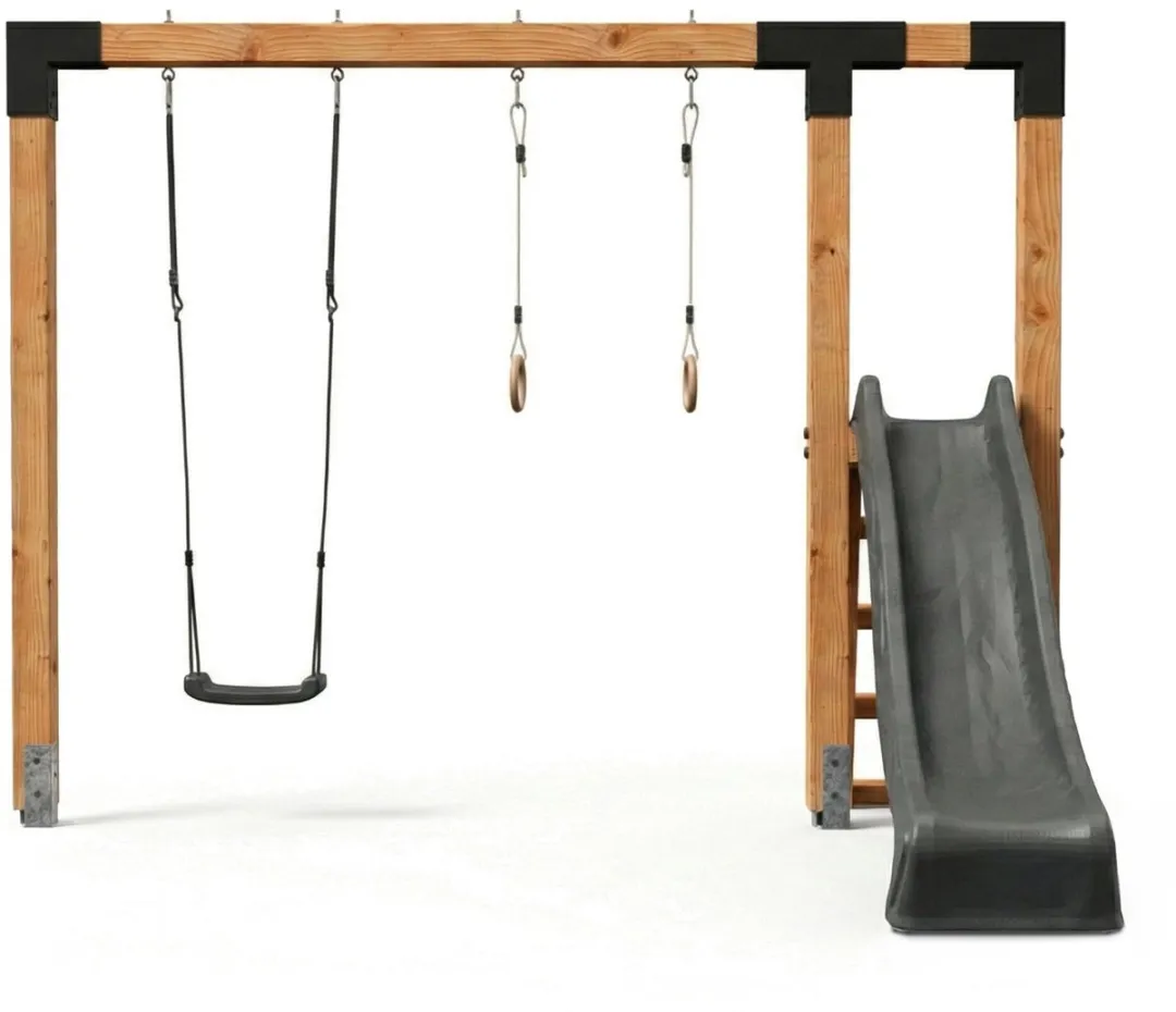 EXIT Linea Robust 110 Schommel - Houten glijbaan met turnringen - Naturel
