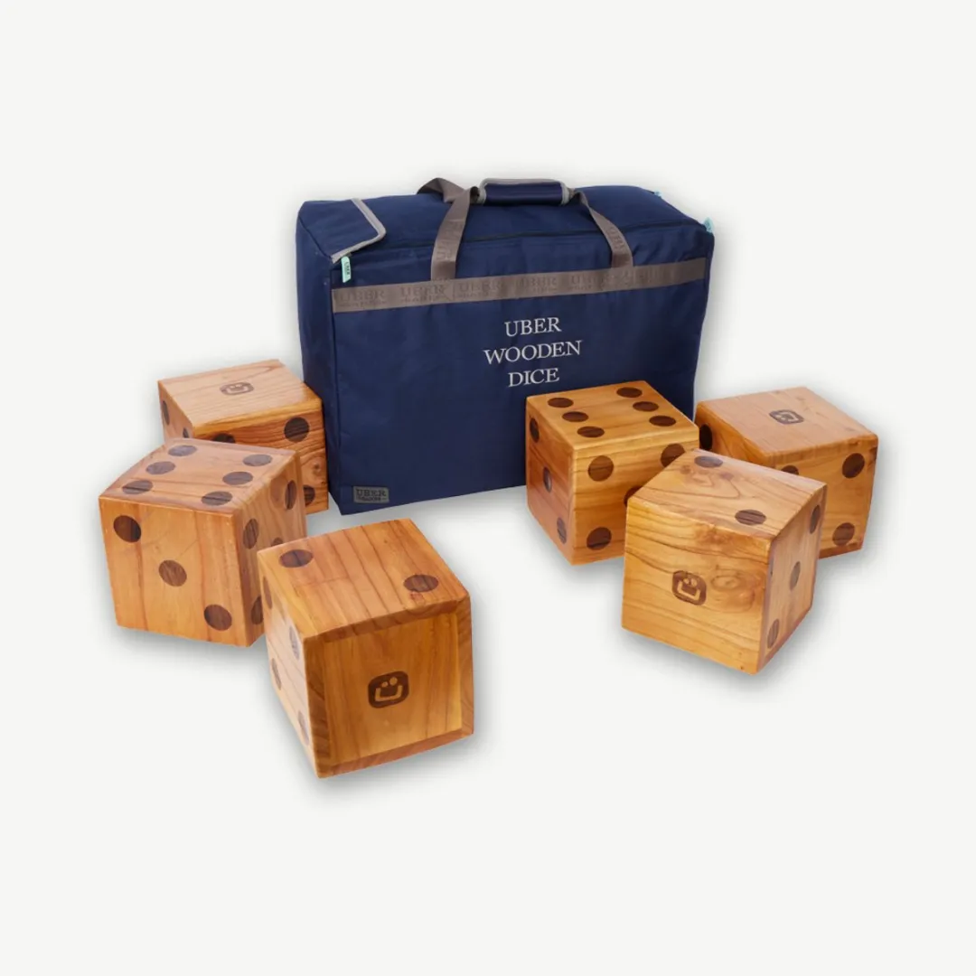 Ubergames Mega Houten Dobbelstenen 6x21x21cm - Inclusief Draagtas
