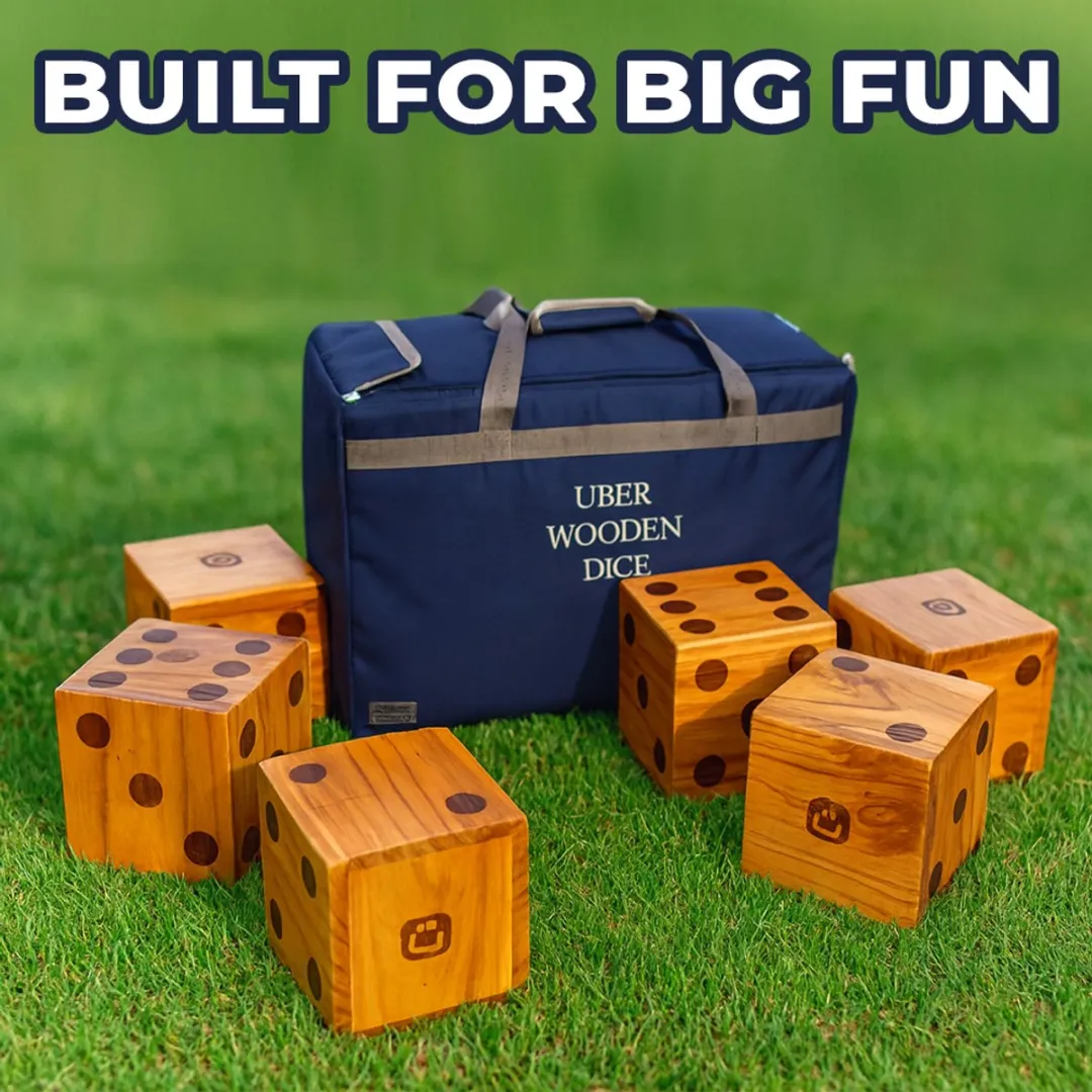 Ubergames Mega Houten Dobbelstenen 6x21x21cm - Inclusief Draagtas