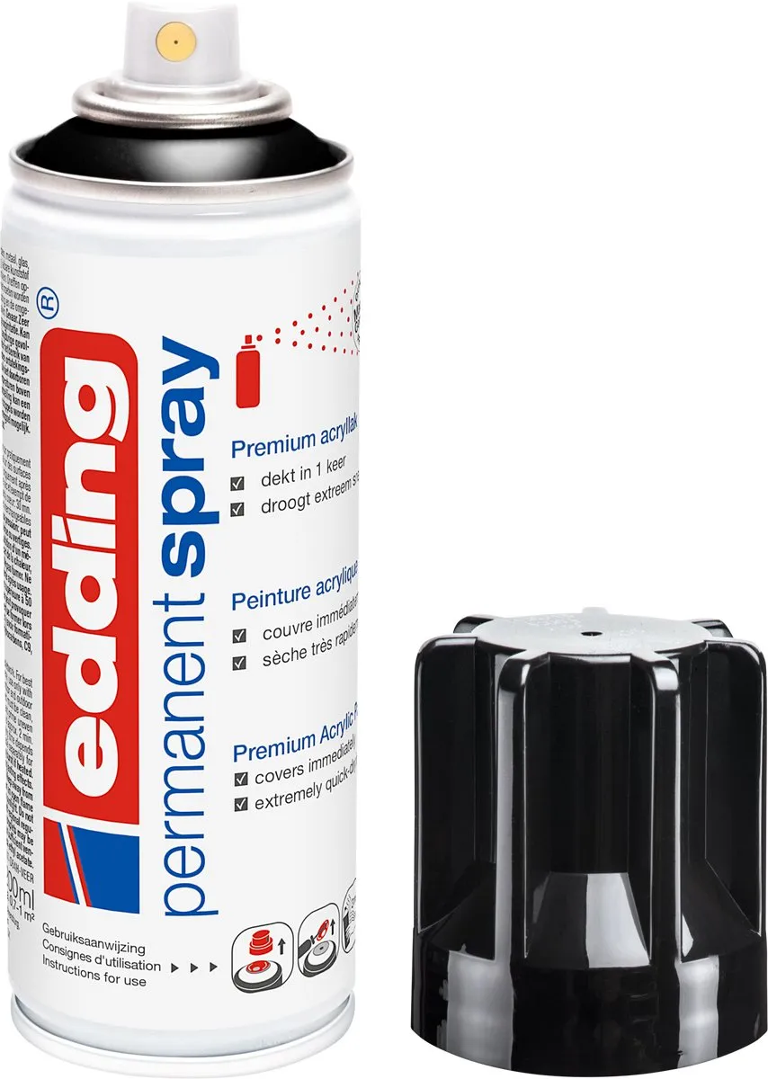 edding 5200 Spuitverf Diepzwart Glanzend 200ml