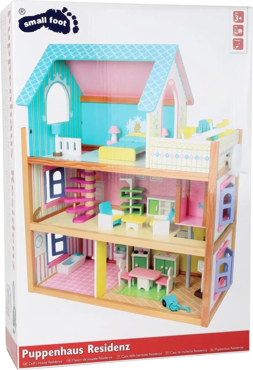 Small Foot Houten Poppenhuis Compleet - 23 Meubels - Multi