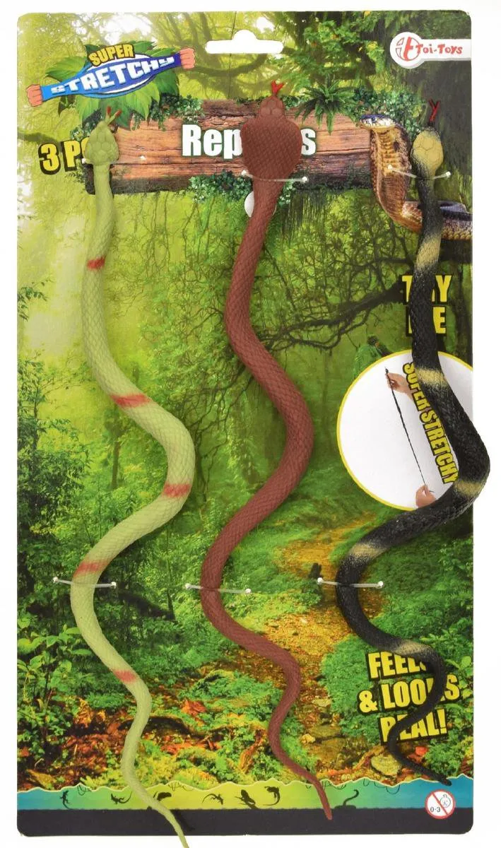 Toi-Toys Levensechte Slangen Rekbaar 3 Stuks - Groen