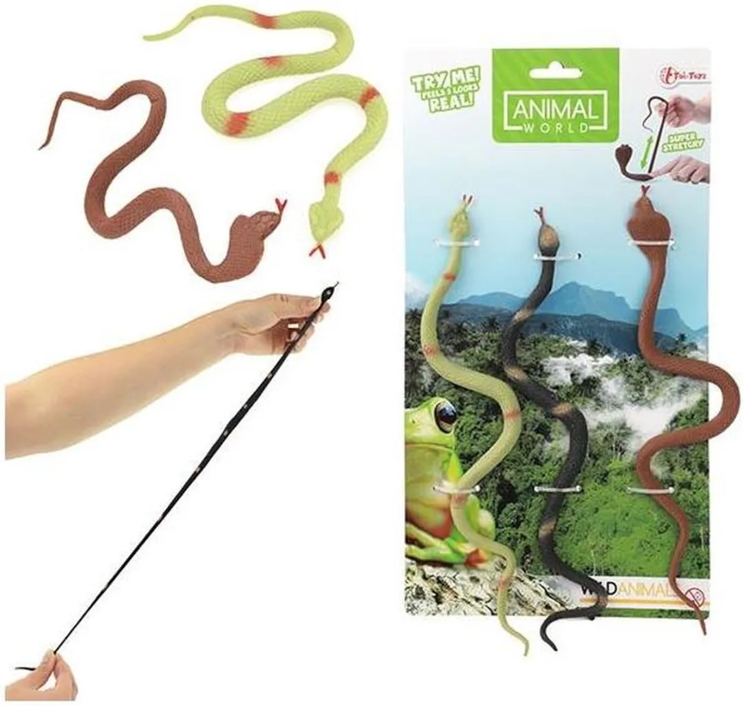 Toi-Toys Levensechte Slangen Rekbaar 3 Stuks - Groen