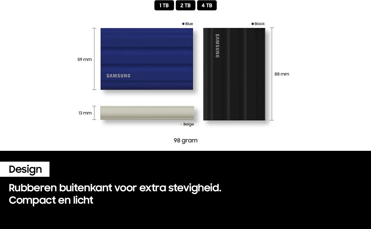 Samsung T7 Shield MU-PE2T0S/EU Externe SSD 2TB - Zwart