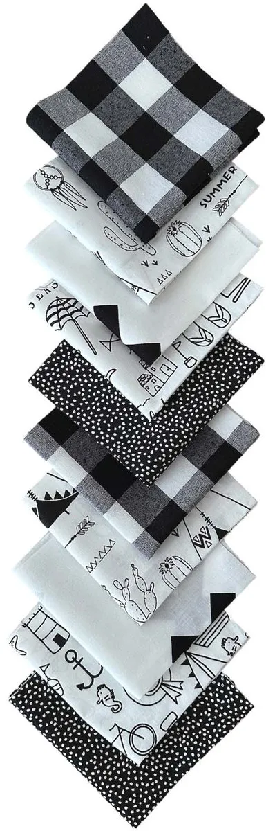 BINK Bedding Quilt Patchwork 10 Stuks - 25x25cm - Zwart/Wit
