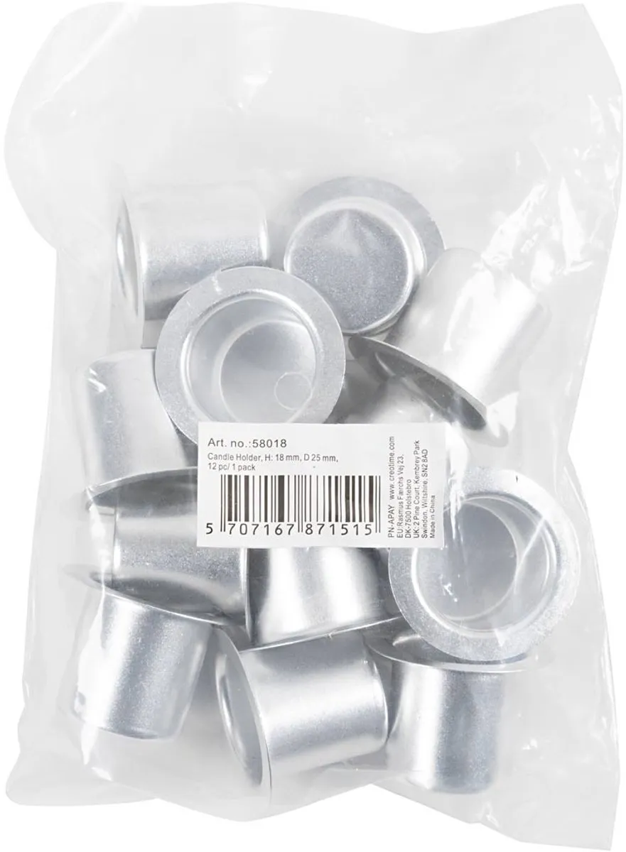 Creativ Company Metalen Kaarsenhouders 23mm - 12 Stuks - Zilver