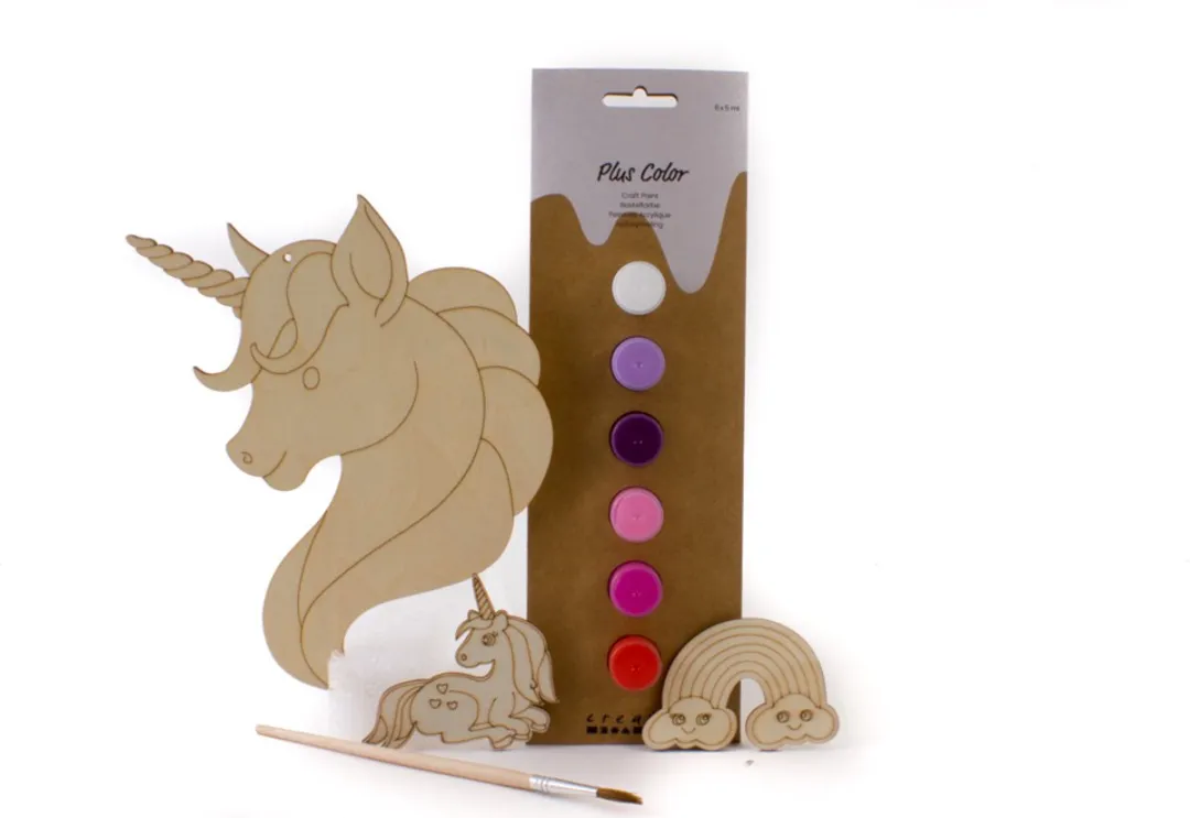 Creativ Company Unicorn Houtverfset - 5 Stuks - Multicolor
