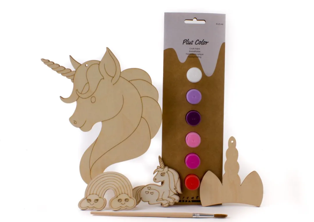Creativ Company Unicorn Houtverfset - 5 Stuks - Multicolor