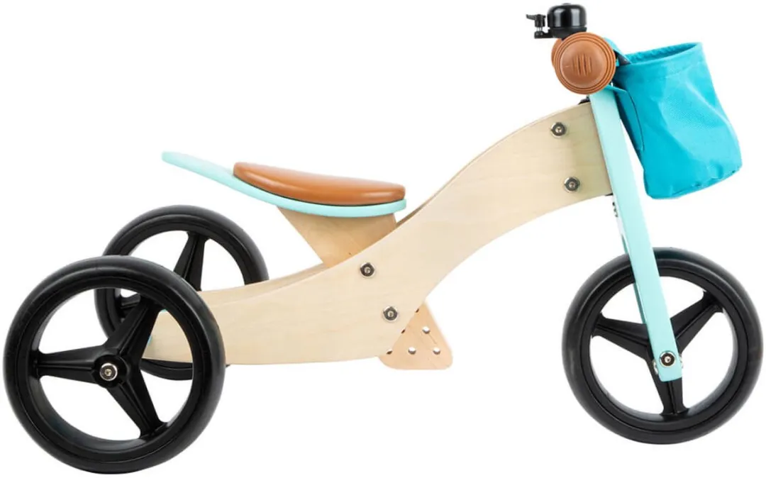 Small Foot Houten Driewieler & Loopfiets 2in1 - Turquoise
