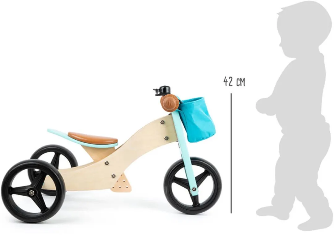Small Foot Houten Driewieler & Loopfiets 2in1 - Turquoise - afbeelding 6 van 6