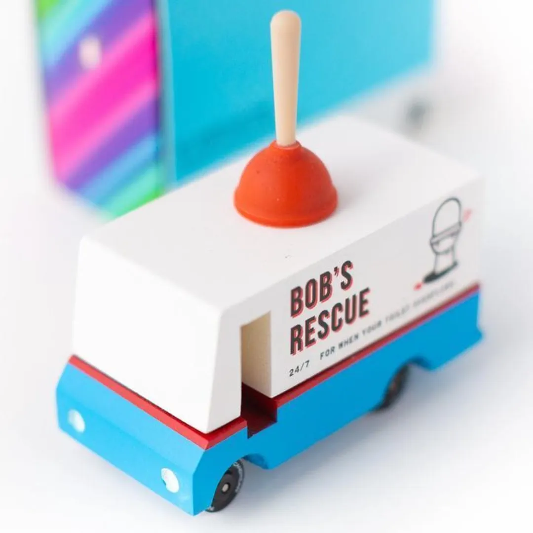 Candylab Candycar Vans Bob's Plumbing Van U646 - Houten Diecast - 3+ - afbeelding 6 van 6