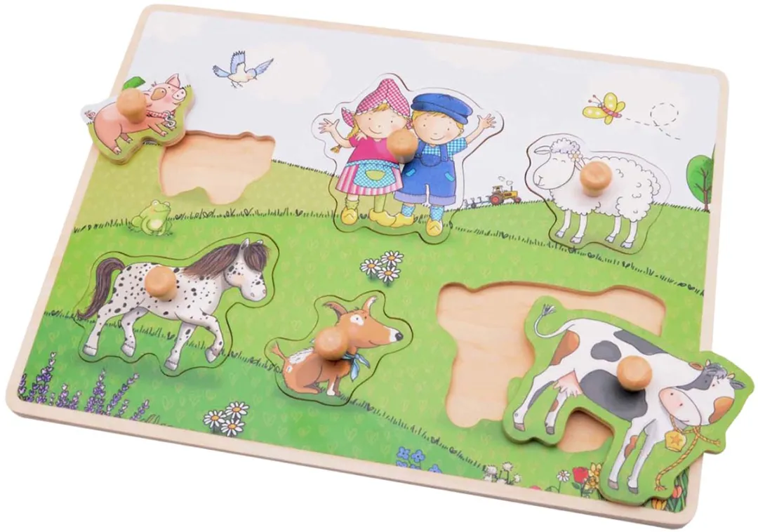 Johntoy JT80170 Houten Puzzel Fien en Teun - Motoriek - Multicolor